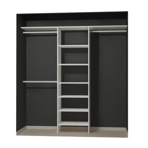 White Wardrobe Organiser with 6 Shelves and 3 hanging rails