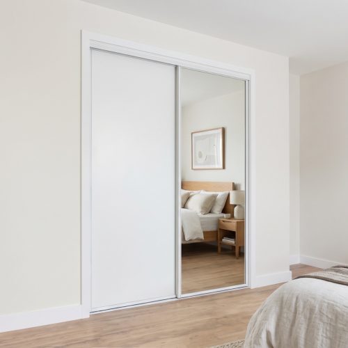Metro Double Sliding Doors – Mirror + White