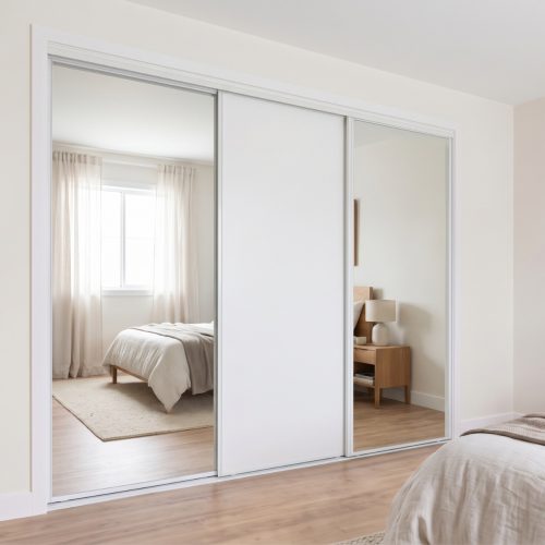Metro Triple Sliding Doors - Mirror + Mirror + White