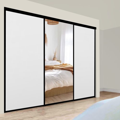 Metro Triple Sliding Doors - Mirror + White + White