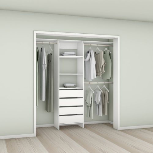 Tasman 600 Wardrobe 4-Drawer Tower – White