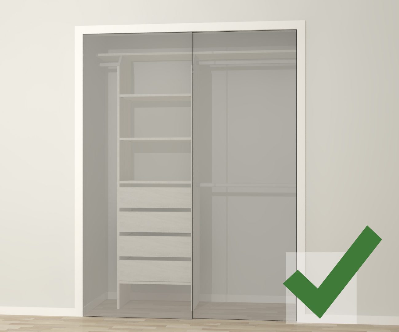 Illustration - Drawer Tower Sliding Doors - Correct