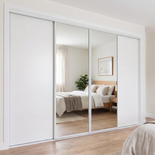 Metro Quad Sliding Doors – Mirror + Mirror + White + White