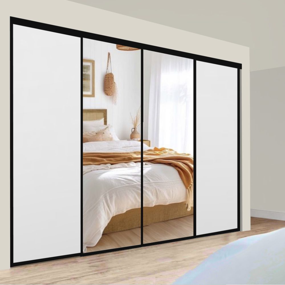 Metro Quad Sliding Doors – Mirror + Mirror + White + White