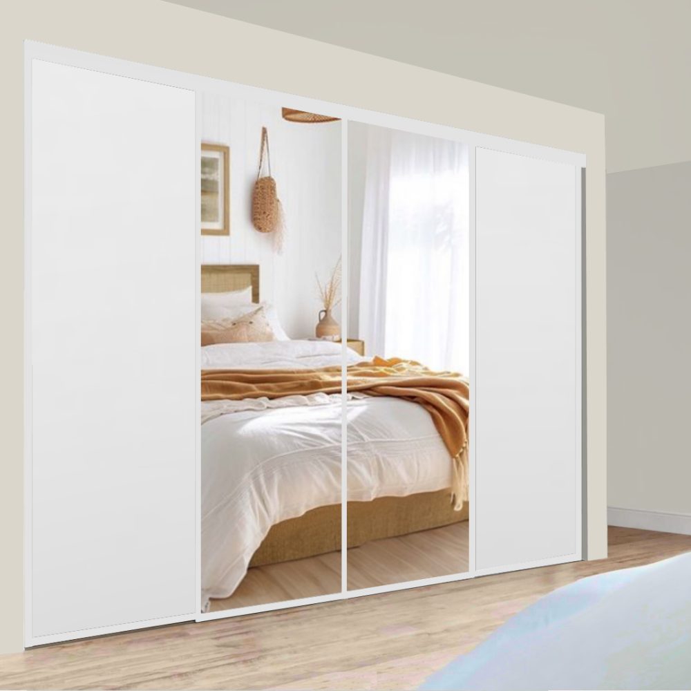 Metro Quad Sliding Doors – Mirror + Mirror + White + White - Image 2