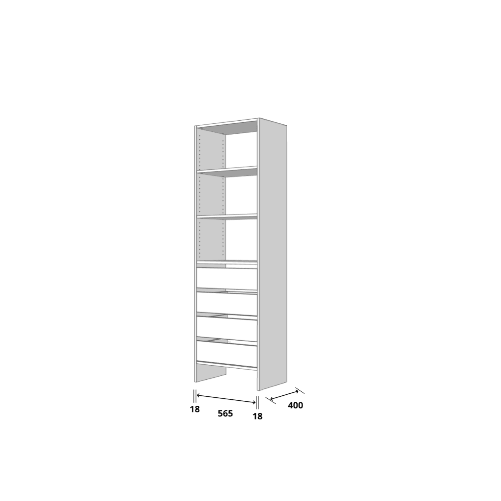 White Drawer and Shelves Unit