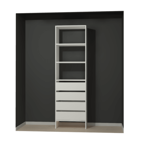 White Drawer & Shelf Unit with 4 drawers and 3 shelves
