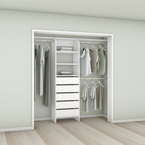 Tasman 600 Wardrobe 5-Drawer Tower – White