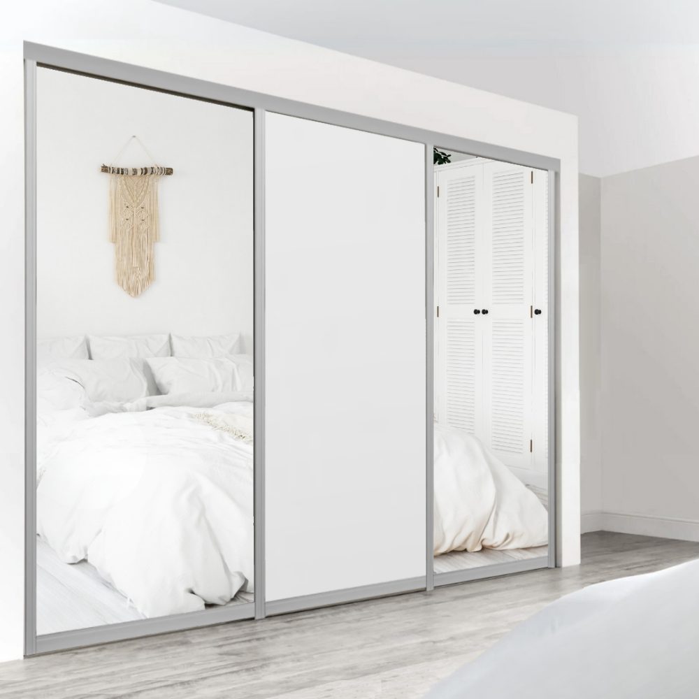 Ultra Triple Sliding Doors - Mirror + Mirror + White - Image 2
