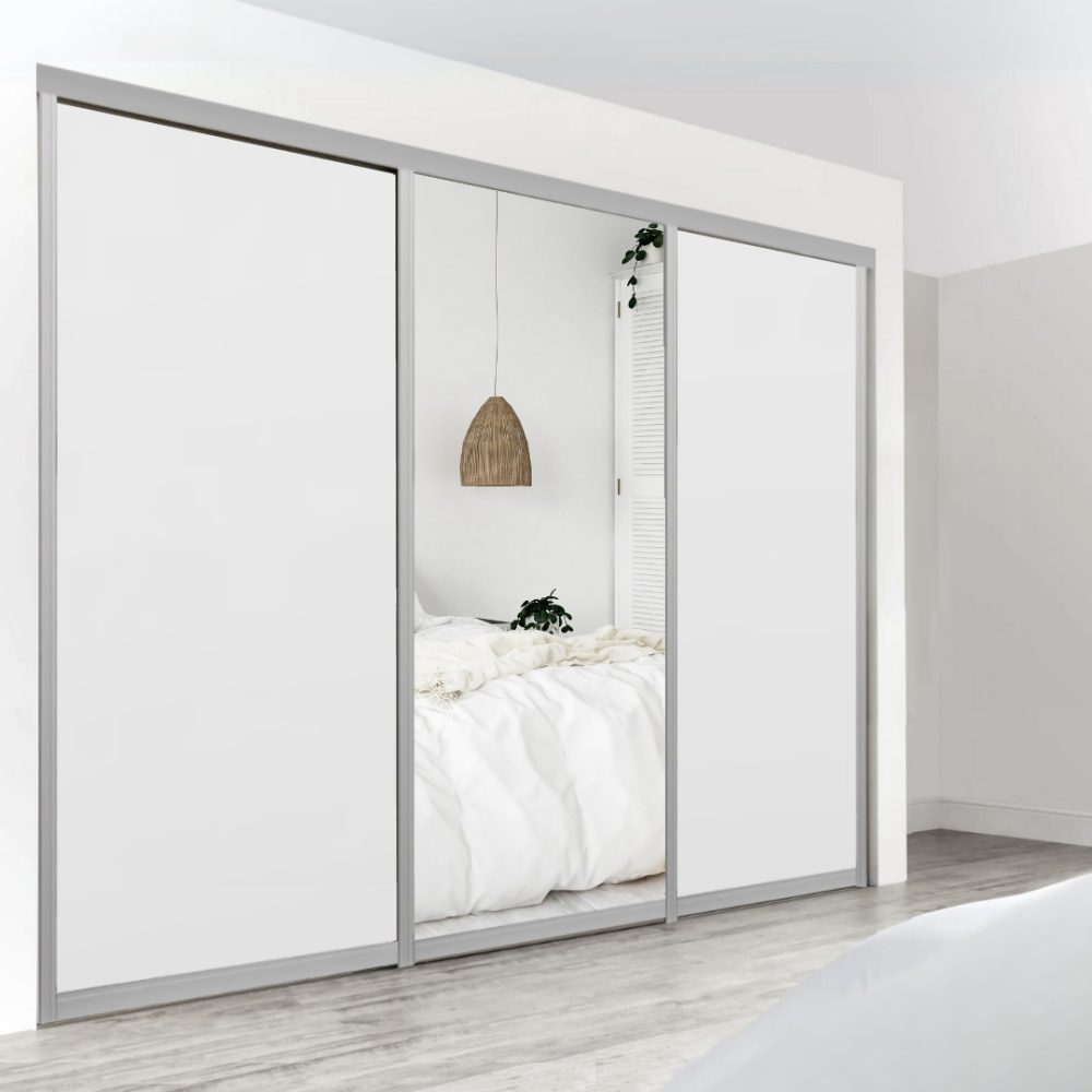 Ultra Triple Sliding Doors - Mirror + White + White - Image 2