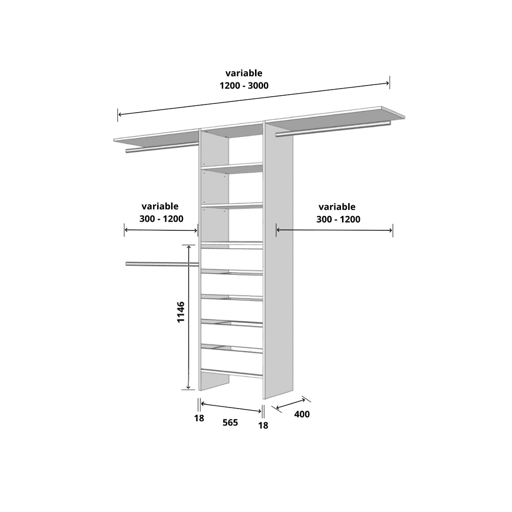 Aspiring 600 Wardrobe 5-Drawer Tower – White - Image 2