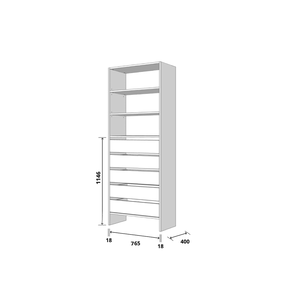 Aspiring 800 Wardrobe 5-Drawer Module - White - Image 2