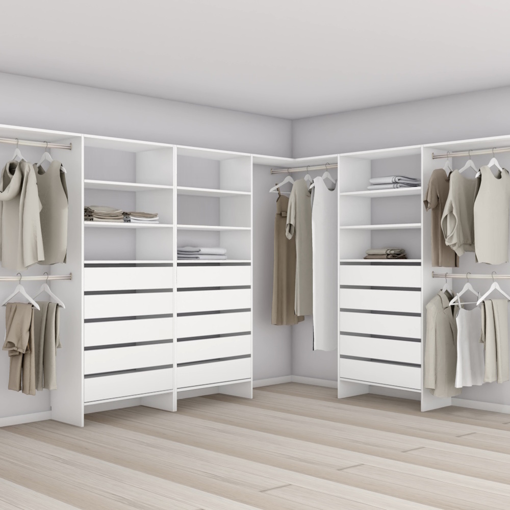 Aspiring 800 Walk-In Wardrobe Trio L3DDD - White - Image 2