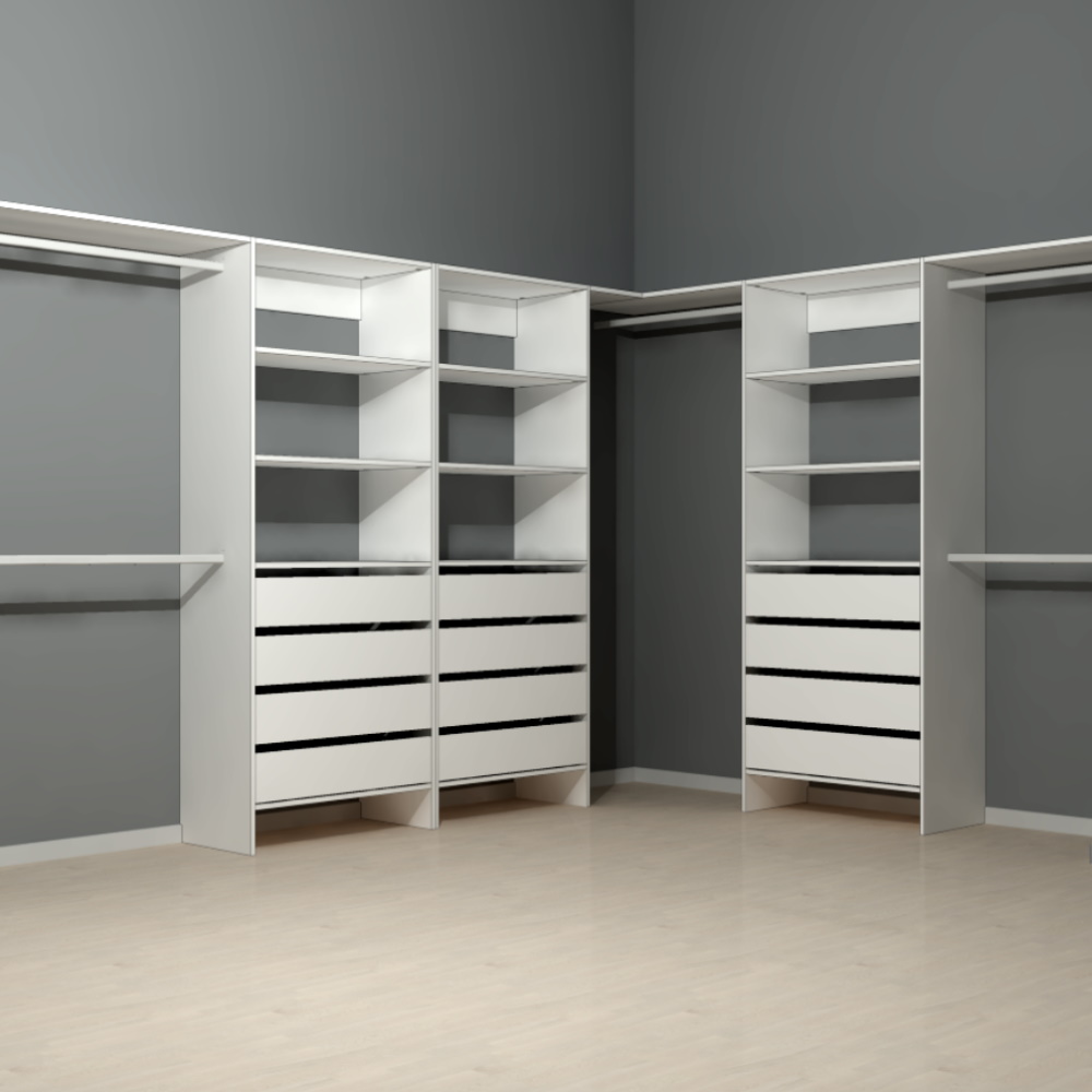 Aspiring 800 Series Walk In Wardrobe with Drawers L3DDD