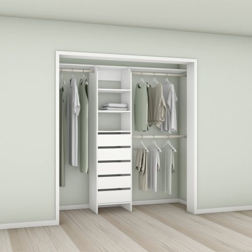 Tasman 500 Wardrobe 5-Drawer Tower - White
