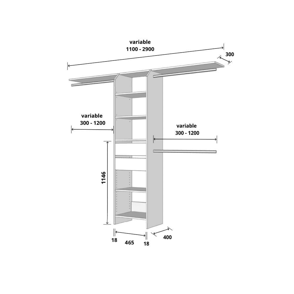 Tasman 500 Wardrobe 2-Drawer Tower – White - Image 2
