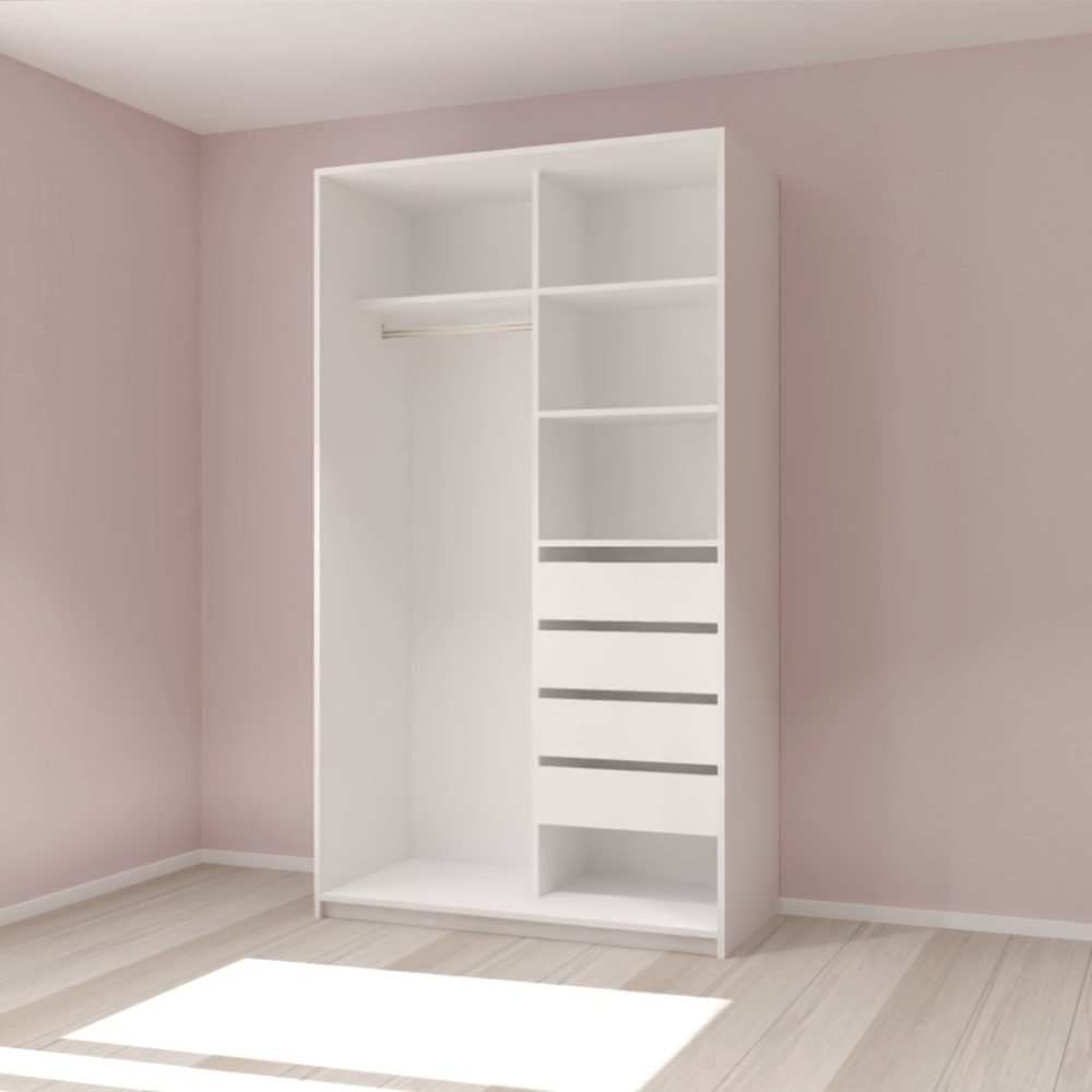 Small Absolute Wardrobe with Drawers - Mirror Doors