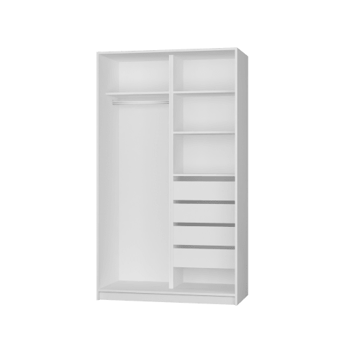 Small Absolute Wardrobe with Drawers - Mirror Doors
