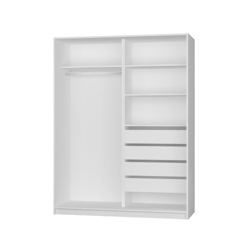 Large Absolute Wardrobe with Drawers - Mirror Doors