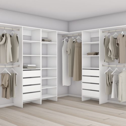 Aspiring 600 Walk-In Wardrobe Trio L3DDS - White