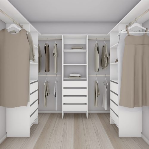 Aspiring 600 Walk-In Wardrobe Trio U3DDD - White