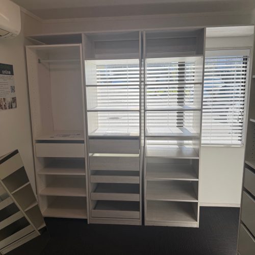 Light Grey Drawer and Shelf Towers